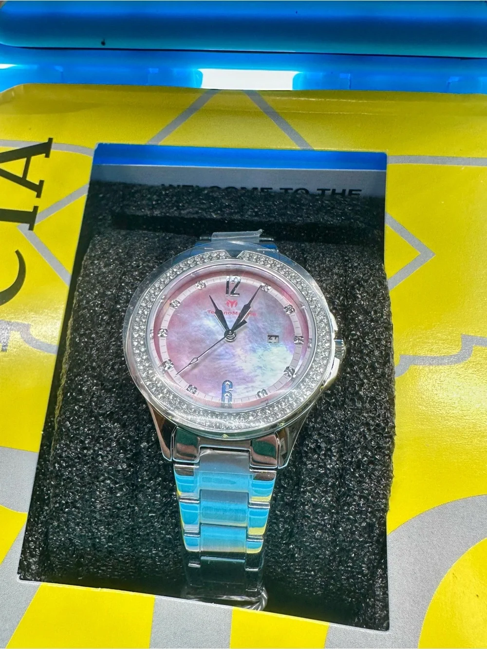 NEW Technomarine Luna Tides Steel Watch Pink Mother of Pearl Dial 33mm TM-826013
